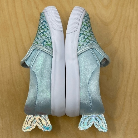 Cat & Jack Jozelle Twin Gore Shimmery Blue/Green Mermaid Slip On Sneakers Size 6 - Picture 6 of 11